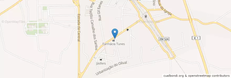 Mapa de ubicacion de Casa de Pasto Tunense en Португалия, Алгарве, Алгарви, Faro, Silves, Algoz E Tunes.