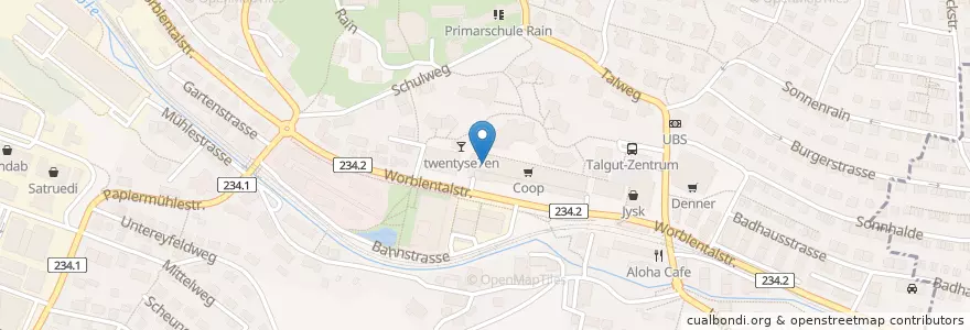 Mapa de ubicacion de Kita Talgutzentrum en Switzerland, Bern/Berne, Verwaltungsregion Bern-Mittelland, Verwaltungskreis Bern-Mittelland, Ittigen.