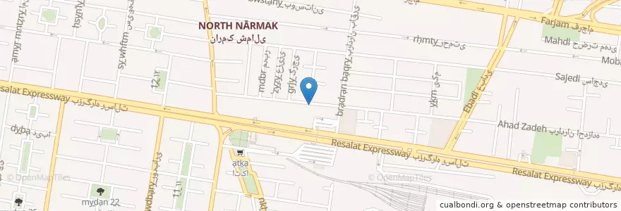 Mapa de ubicacion de حسینیه سید الشهدا en İran, Tahran Eyaleti, شهرستان تهران, Tahran, بخش مرکزی شهرستان تهران.