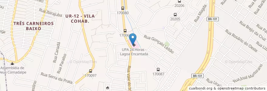 Mapa de ubicacion de UPA Ibura – Pediatra Zilda Arns en ブラジル, 北東部地域, ペルナンブーコ, Região Geográgica Imediata Do Recife, Região Geográfica Intermediária Do Recife, Região Metropolitana Do Recife, レシフェ.