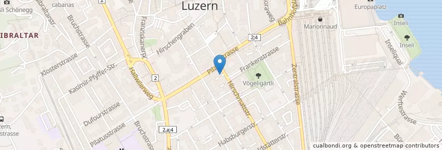 Mapa de ubicacion de Kaspar en Zwitserland, Luzern, Luzern.