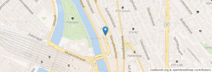 Mapa de ubicacion de Stampfenbachplatz en Schweiz/Suisse/Svizzera/Svizra, Zürich, Bezirk Zürich, Zürich.