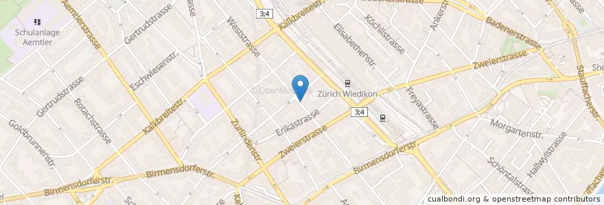Mapa de ubicacion de Weststrasse en Svizzera, Zurigo, Distretto Di Zurigo, Zurigo.