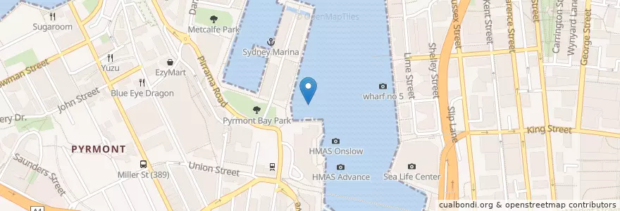 Mapa de ubicacion de Pyrmont Bay Wharf en Avustralya, New South Wales, Sydney.