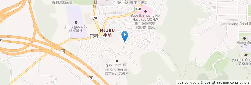 Mapa de ubicacion de 圓通路335巷33弄 en تايوان, تايبيه الجديدة, 中和區.