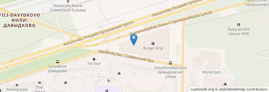 Mapa de ubicacion de Шоколадница en Rusland, Centraal Federaal District, Moskou, Западный Административный Округ, Район Фили-Давыдково.