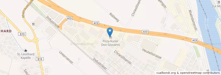 Mapa de ubicacion de Pizza Kurier Don Giovanni en Suíça, Sankt Gallen, Wahlkreis Sarganserland, Bad Ragaz.