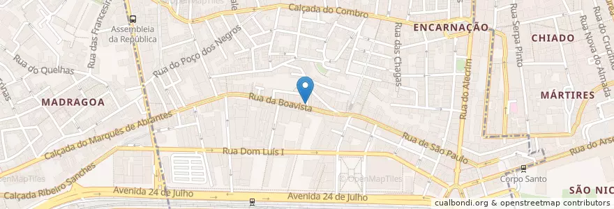 Mapa de ubicacion de Bica dos Olhos en Portugal, Área Metropolitana De Lisboa, Lisboa, Grande Lisboa, Lisbon, Misericórdia.