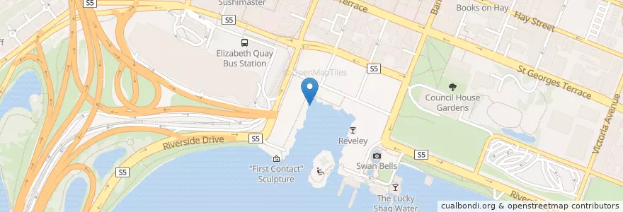 Mapa de ubicacion de Gondolas on the Swan en Australie, Australie Occidentale, City Of Perth.