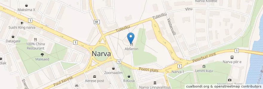 Mapa de ubicacion de Abšeron en Narva Linn.