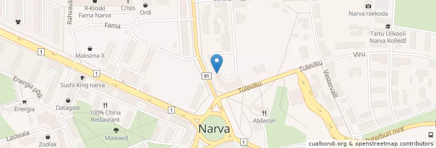 Mapa de ubicacion de Narva en Narva Linn.