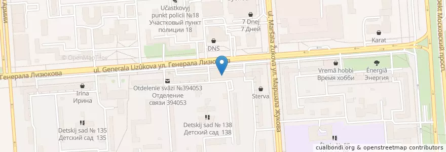 Mapa de ubicacion de Экона en Russie, District Fédéral Central, Oblast De Voronej, Городской Округ Воронеж.