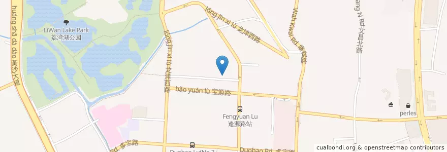 Mapa de ubicacion de 荔湾区民政局 en Китай, Гуандун, Гуанчжоу, 荔湾区, 逢源街道.