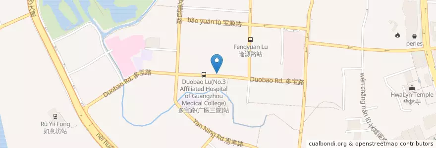 Mapa de ubicacion de 多宝路幼儿园 en China, Guangdong, Guangzhou City, Liwan District.