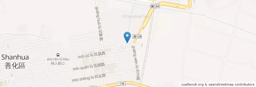 Mapa de ubicacion de 東方美早餐店 en تایوان, 臺南市, 善化區.