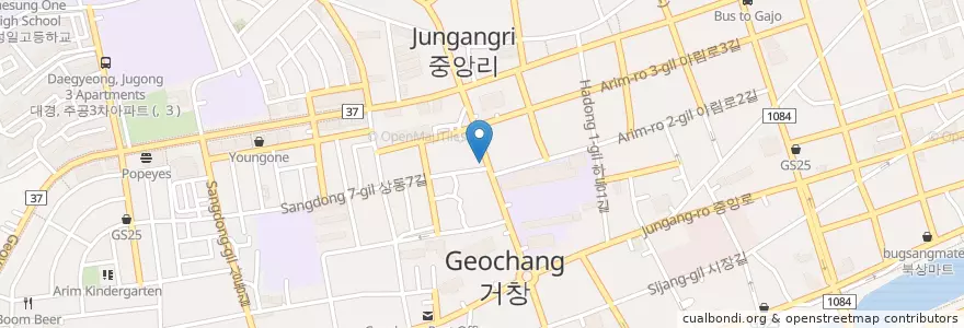 Mapa de ubicacion de 불타는 토스트 en Corée Du Sud, Gyeongsang Du Sud, 거창군.