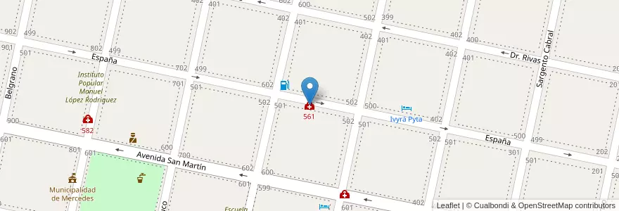 Mapa de ubicacion de 561 en 阿根廷, Corrientes, Departamento Mercedes, Municipio De Mercedes.