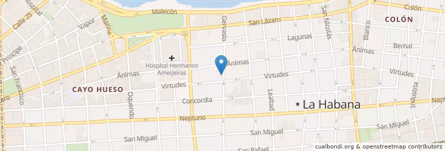 Mapa de ubicacion de Cafeteria en Куба, Гавана, Centro Habana.
