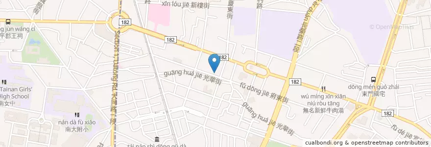 Mapa de ubicacion de 毛房蔥柚鍋冷藏肉專門 en 台湾, 台南市, 東区.