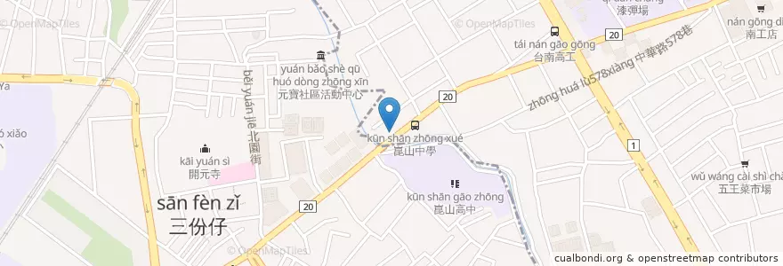 Mapa de ubicacion de 碳烤雞腿排 en 타이완, 타이난 시, 융캉구.