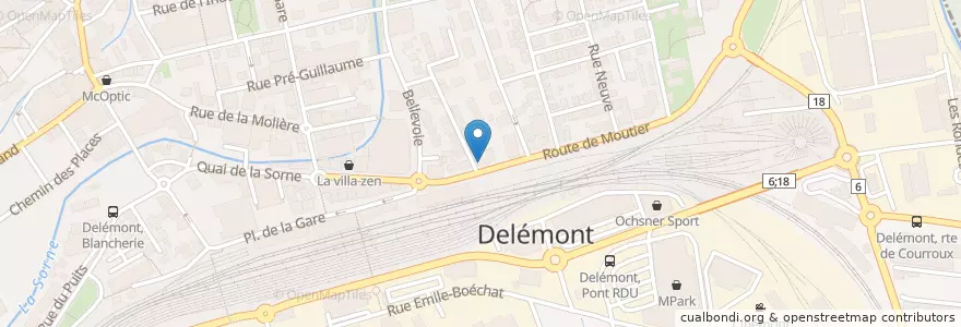 Mapa de ubicacion de La Maison des Brochettes en Швейцария, Юра, Община Делемон, Delémont.