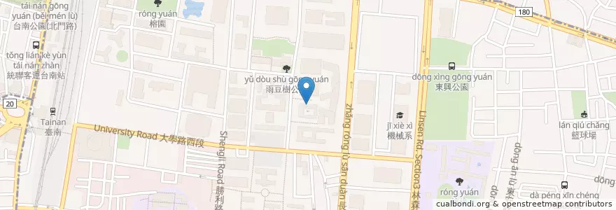 Mapa de ubicacion de 資工系腳踏車停車格02 en تایوان, 臺南市, 東區.