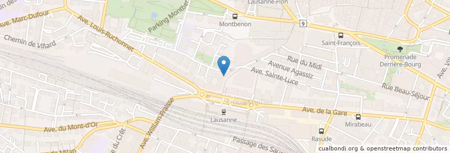 Mapa de ubicacion de Gare en Schweiz, Waadt, District De Lausanne, Lausanne.