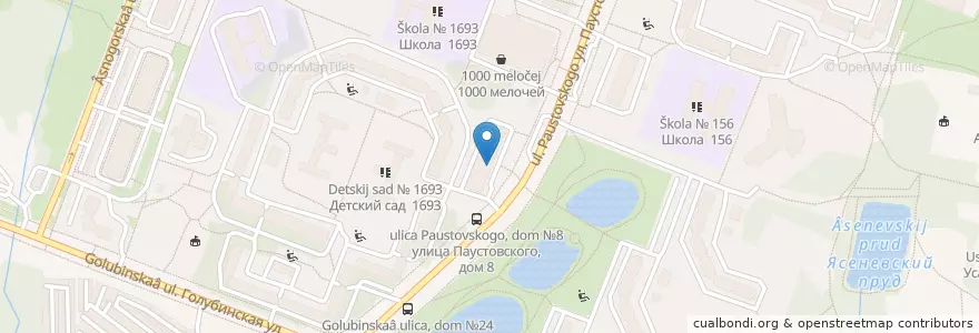 Mapa de ubicacion de Отделение связи №117463 en Russland, Föderationskreis Zentralrussland, Moskau, Südwestlicher Verwaltungsbezirk, Rajon Jassenewo.