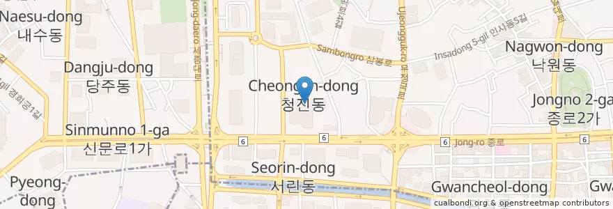 Mapa de ubicacion de 서린낙지 en Korea Selatan, 서울, 종로구, 종로1·2·3·4가동.