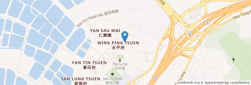 Mapa de ubicacion de 新田永平村公廁 en 中国, 香港, 广东省, 新界, 元朗區.