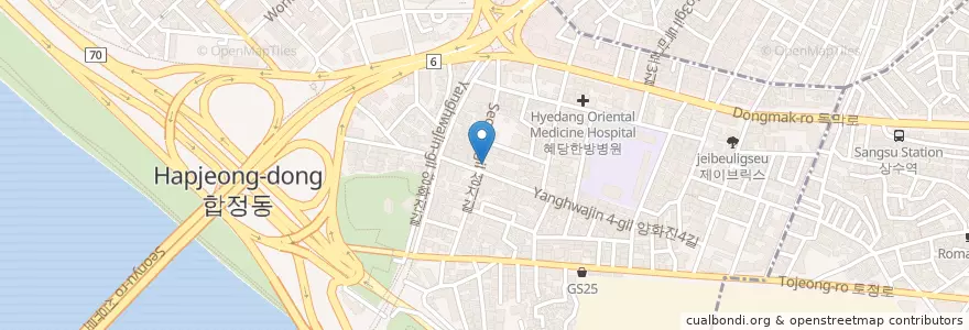 Mapa de ubicacion de 서양미술사 en 대한민국, 서울, 마포구, 합정동.