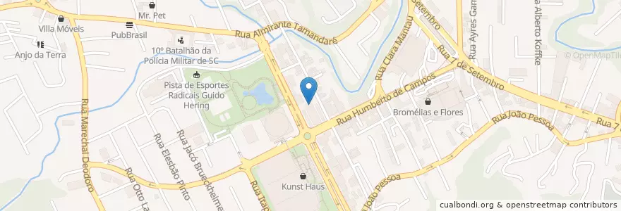 Mapa de ubicacion de Bar e Lanchonete Box 00 en 巴西, 南部, 圣卡塔琳娜, Região Geográfica Intermediária De Blumenau, Microrregião De Blumenau, 布盧梅瑙.
