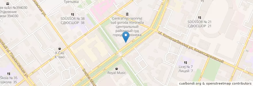 Mapa de ubicacion de Украинская кухня en Rusia, Distrito Federal Central, Óblast De Vorónezh, Городской Округ Воронеж.