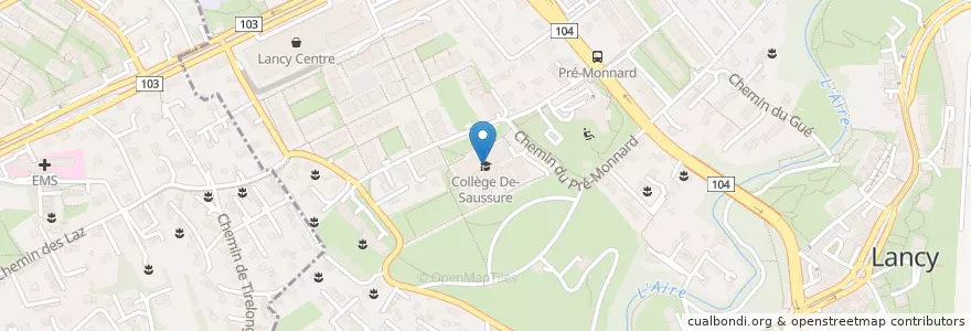 Mapa de ubicacion de Collège De-Saussure en Швейцария, Женева, Женева, Lancy.