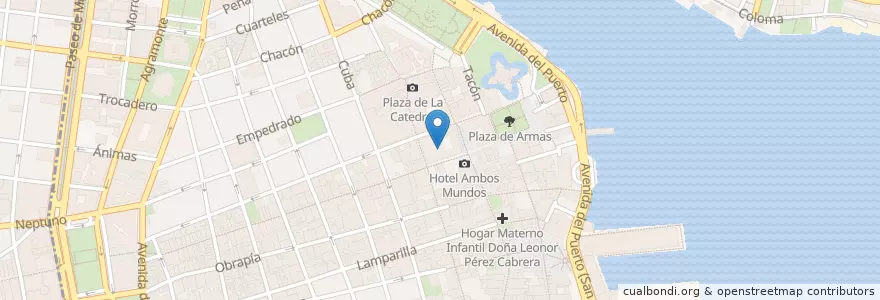 Mapa de ubicacion de Academia Cubana de la Lengua en Cuba, La Habana, La Habana Vieja.