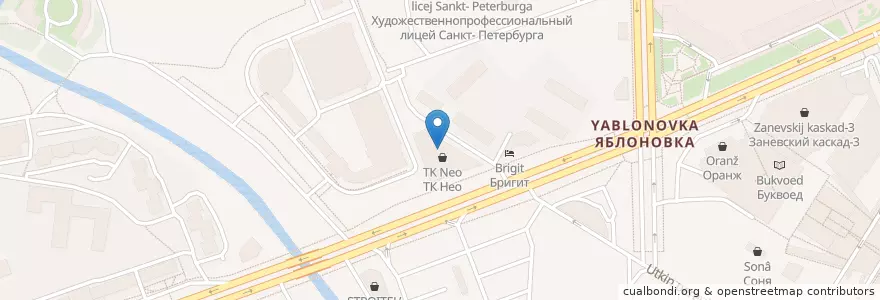 Mapa de ubicacion de Матрица en Russia, Northwestern Federal District, Leningrad Oblast, Saint Petersburg, Красногвардейский Район, Округ Малая Охта.