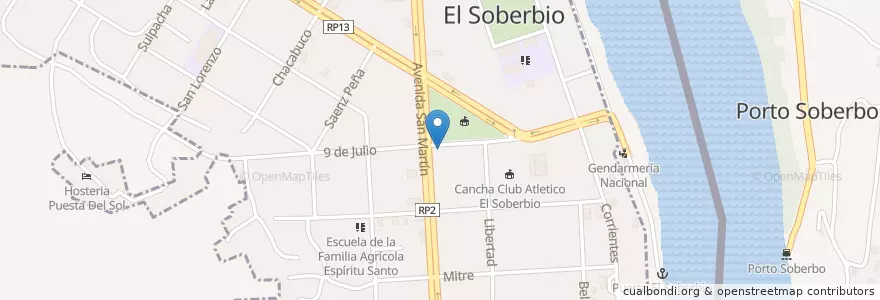 Mapa de ubicacion de FM Suceso 99.5 en Аргентина, Misiones, Departamento Guaraní, Municipio De El Soberbio, El Soberbio.