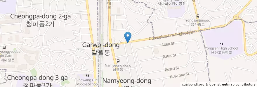 Mapa de ubicacion de 구복만두 (미쉐린가이드,달인,만두) en Zuid-Korea, Seoel, 용산구.