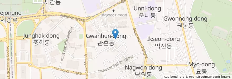 Mapa de ubicacion de 개성만두 궁 (미쉐린가이드, 만두전골) en كوريا الجنوبية, سول, 종로구, 종로1·2·3·4가동.