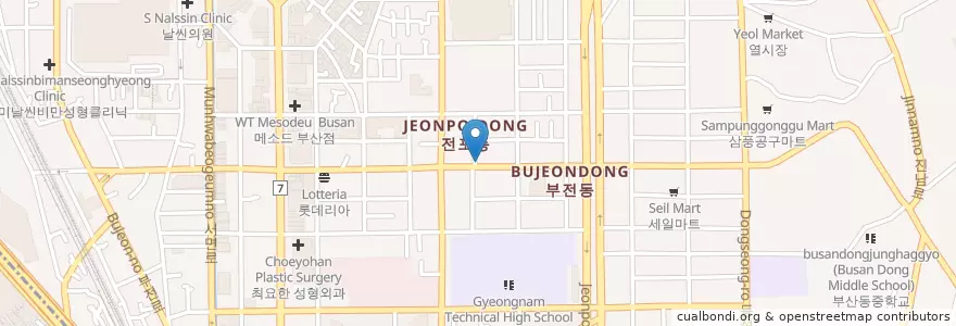 Mapa de ubicacion de 빈티지38 en Corea Del Sur, Busan, 부산진구.