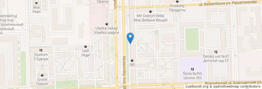 Mapa de ubicacion de Совкомбанк en ロシア, 北西連邦管区, レニングラード州, サンクト ペテルブルク, Московский Район, Округ Московская Застава.