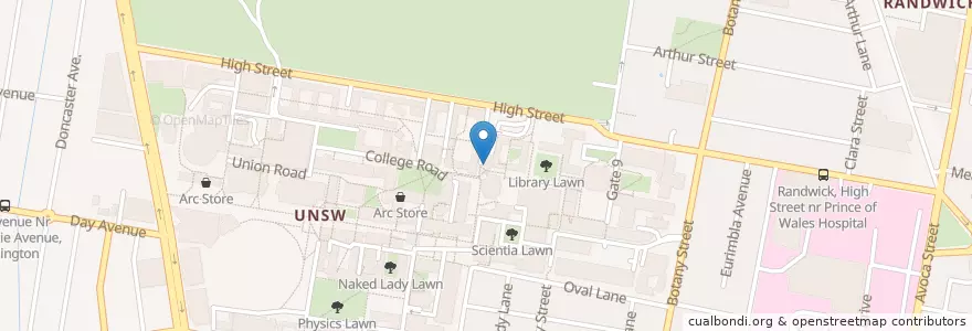 Mapa de ubicacion de Penny Lane en Australië, Nieuw-Zuid-Wales, Sydney, Randwick City Council.