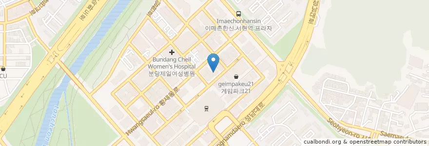 Mapa de ubicacion de 평안도손만두 en Güney Kore, 경기도, 분당구.