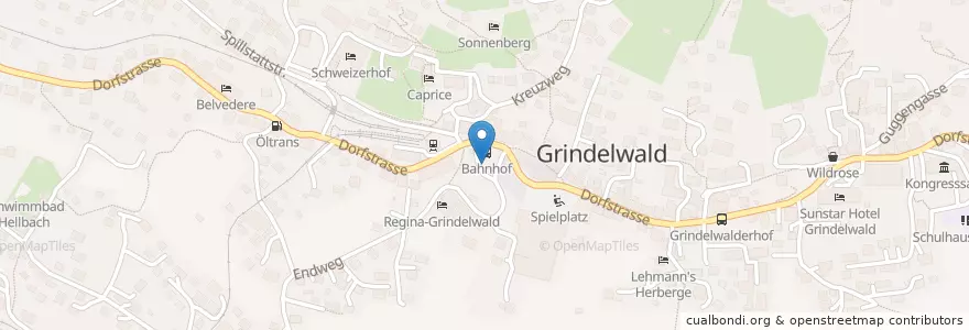 Mapa de ubicacion de Grindelwald, Bahnhof en Schweiz, Bern, Verwaltungsregion Oberland, Verwaltungskreis Interlaken-Oberhasli, Grindelwald.