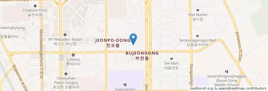 Mapa de ubicacion de 갈곳이없다그래서제주도로 en Coreia Do Sul, Busan, 부산진구.