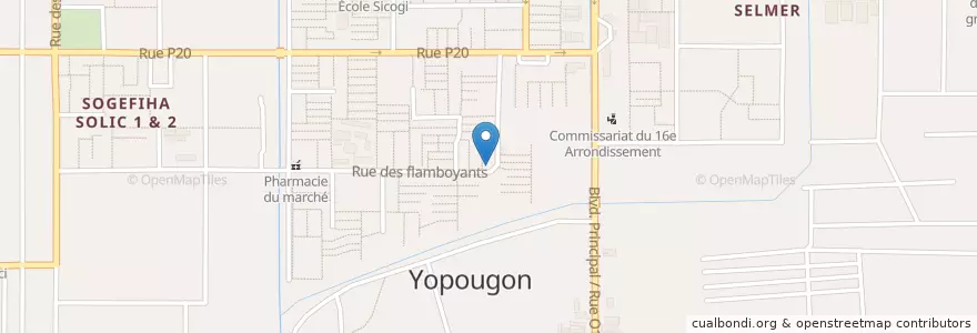 Mapa de ubicacion de Pharmacie Santa Caterina en Кот-Д’Ивуар, Абиджан, Yopougon.