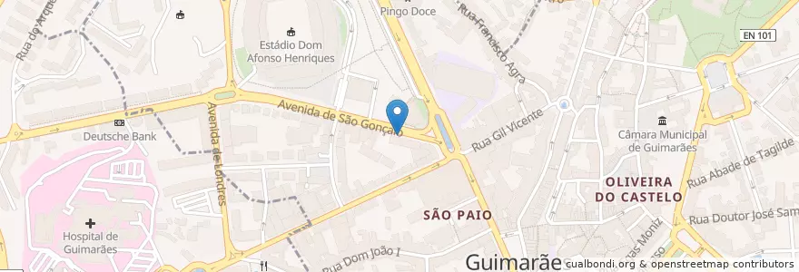 Mapa de ubicacion de Dan's Finger Food And Drinks en البرتغال, المنطقة الشمالية (البرتغال), براغا, Ave, Guimarães, Oliveira, São Paio E São Sebastião.