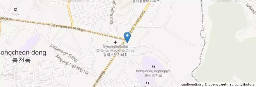 Mapa de ubicacion de 남도음식 en Corea Del Sud, Seul, 관악구, 행운동.