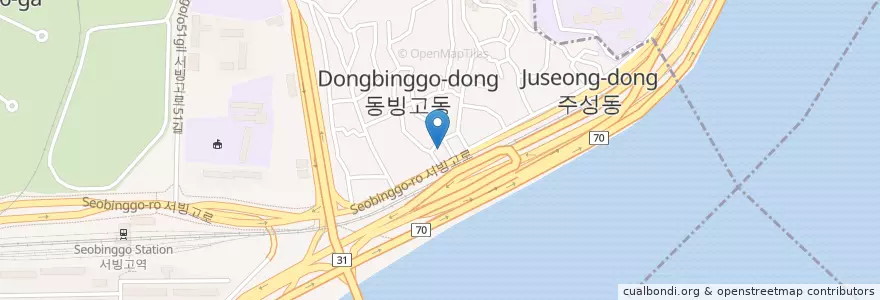 Mapa de ubicacion de 돈까스잔치 (이영자맛집, 돈까스잔치국수) en Corea Del Sud, Seul, 용산구, 서빙고동.
