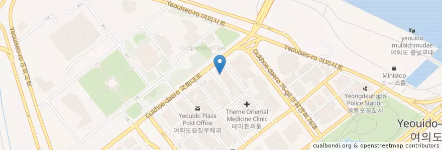 Mapa de ubicacion de 고봉삼계탕 (이영자맛집) en Südkorea, Seoul, 영등포구, 여의동.